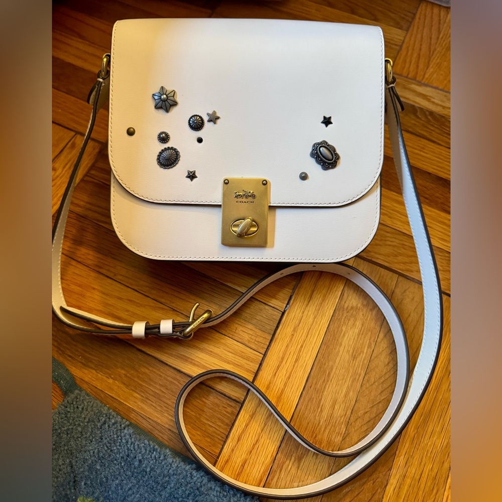 Coach Hutton Saddle Bag in Chalk / White